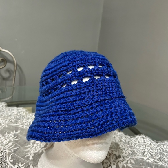 Blue Crochet Women's Hat - Picture 1 of 4
